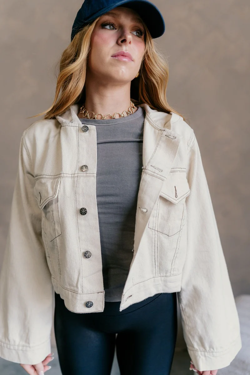 Kennedy Cream Button-Up Hoodie Jacket - Image 5