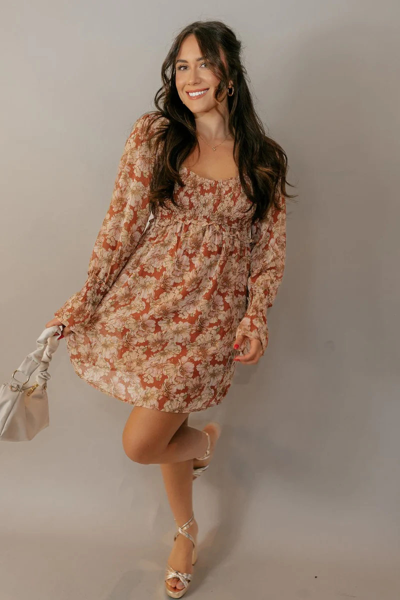 Kennedy Multi Floral Long Sleeve Mini Dress