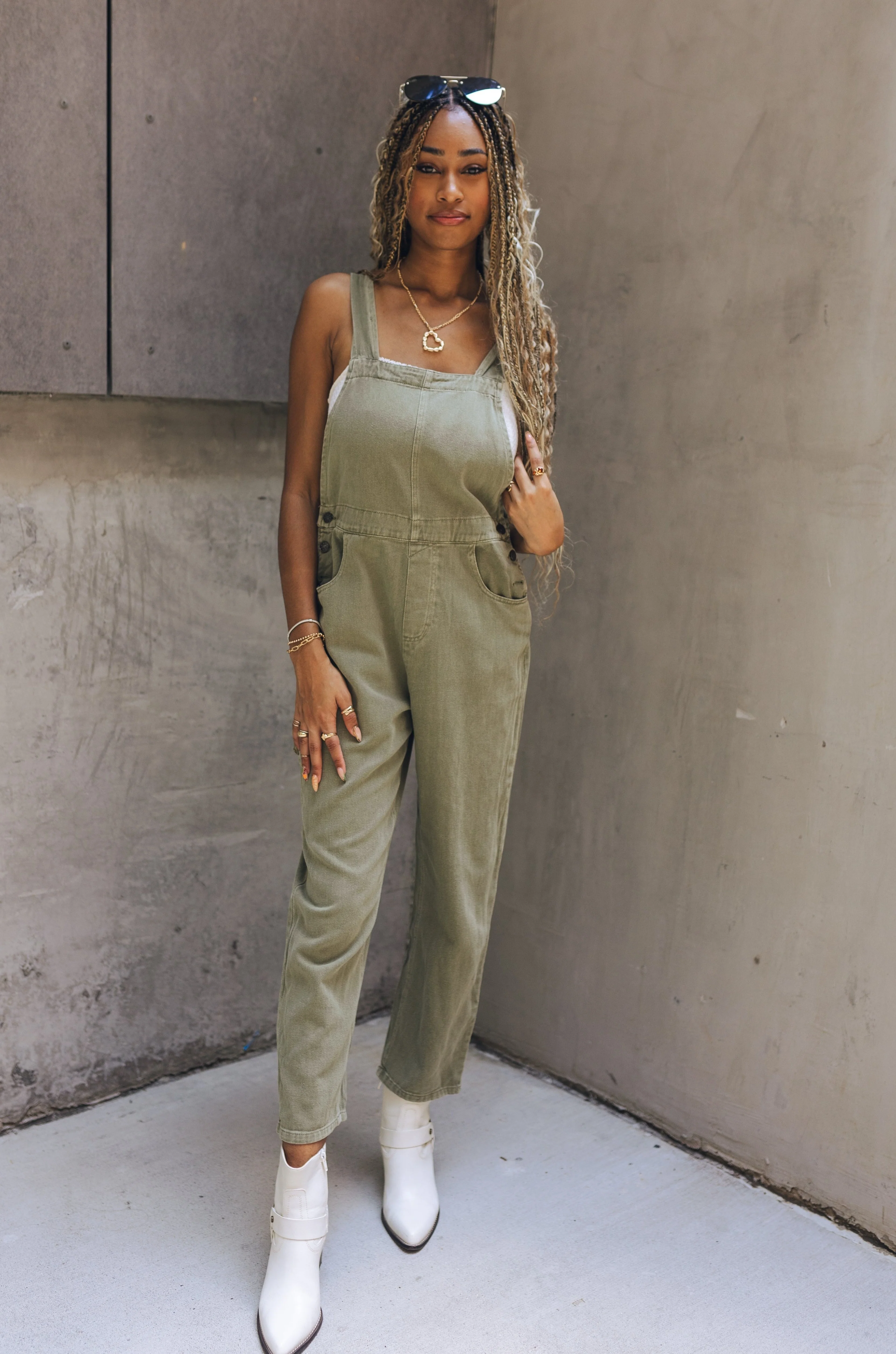 Khloe Olive Denim Jumpsuit