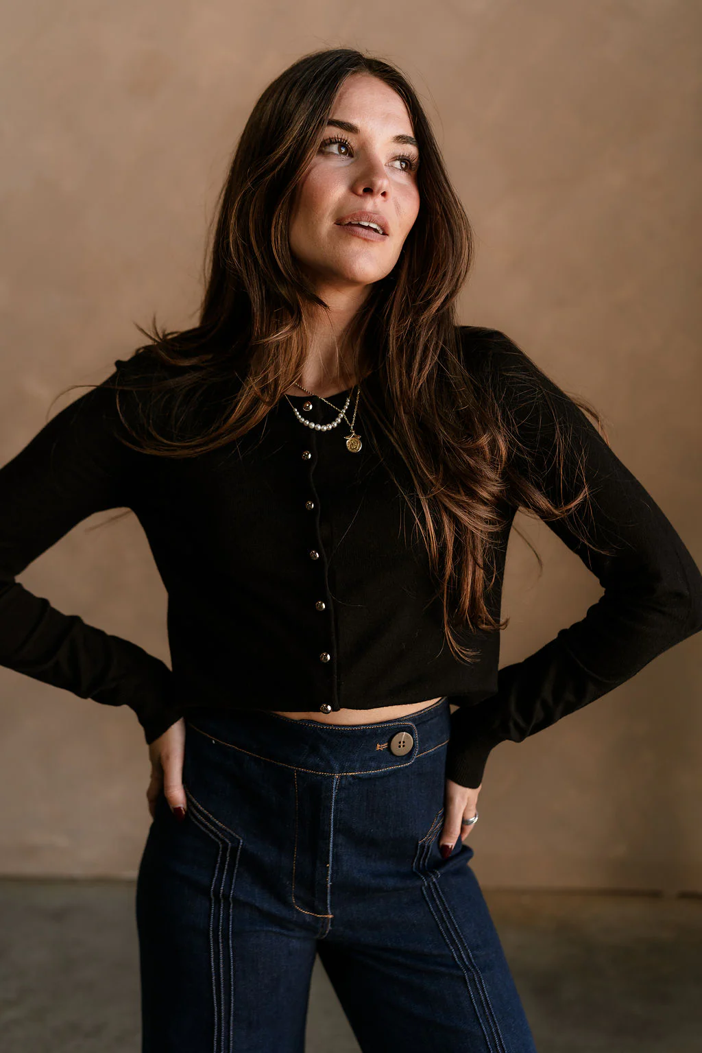 Kiara Black & Gold Button-Up Cardigan - Image 2