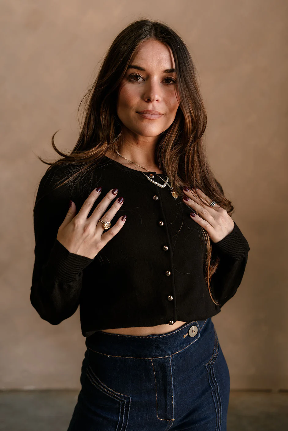 Kiara Black & Gold Button-Up Cardigan - Image 3