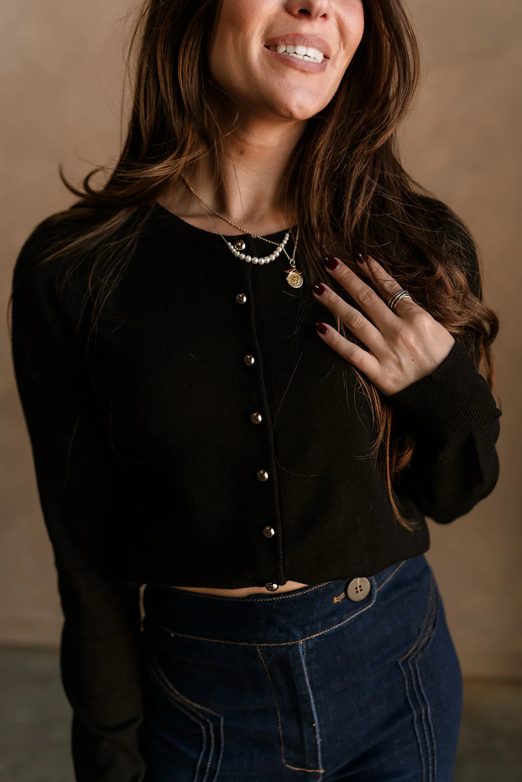 Kiara Black & Gold Button-Up Cardigan - Image 5