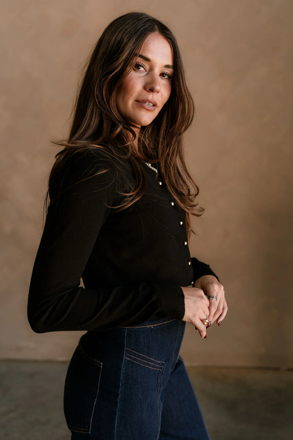 Kiara Black & Gold Button-Up Cardigan - Image 7