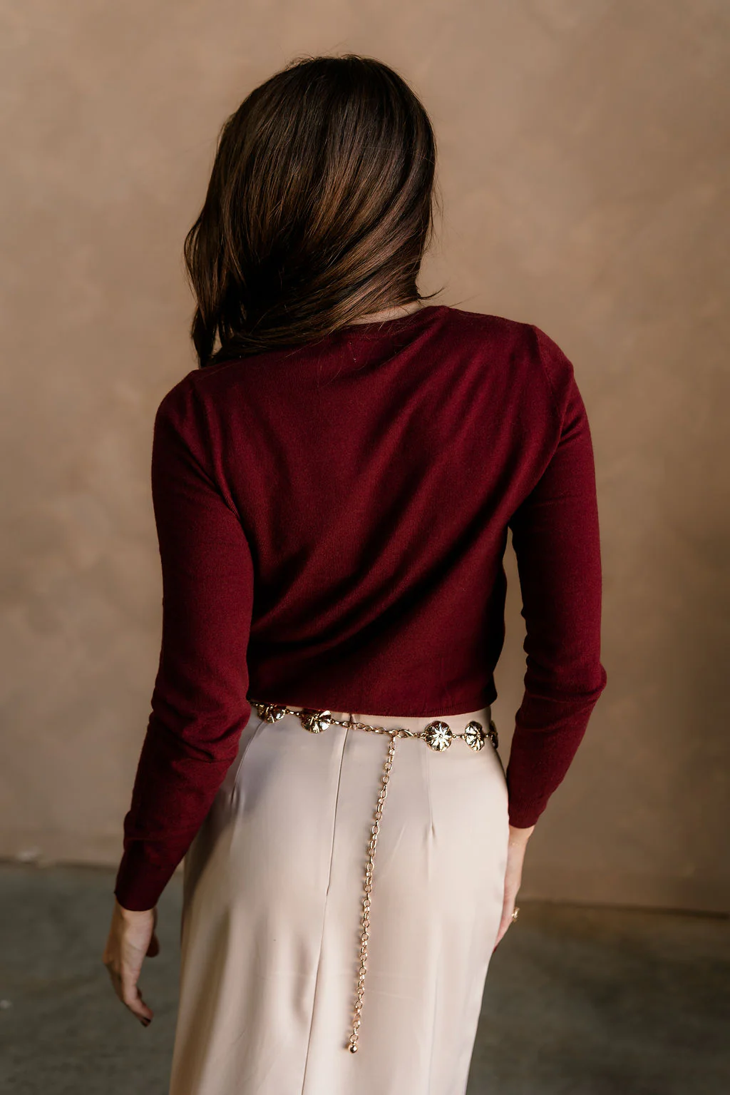 Kiara Burgundy & Gold Button-Up Cardigan - Image 10