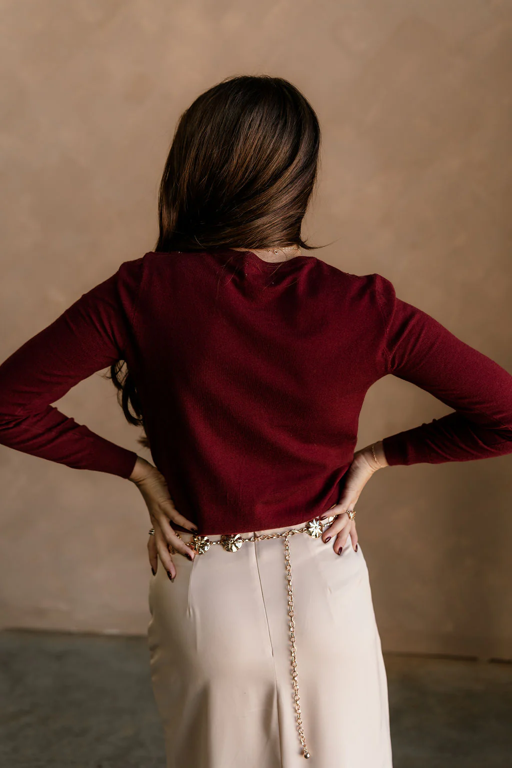 Kiara Burgundy & Gold Button-Up Cardigan - Image 8