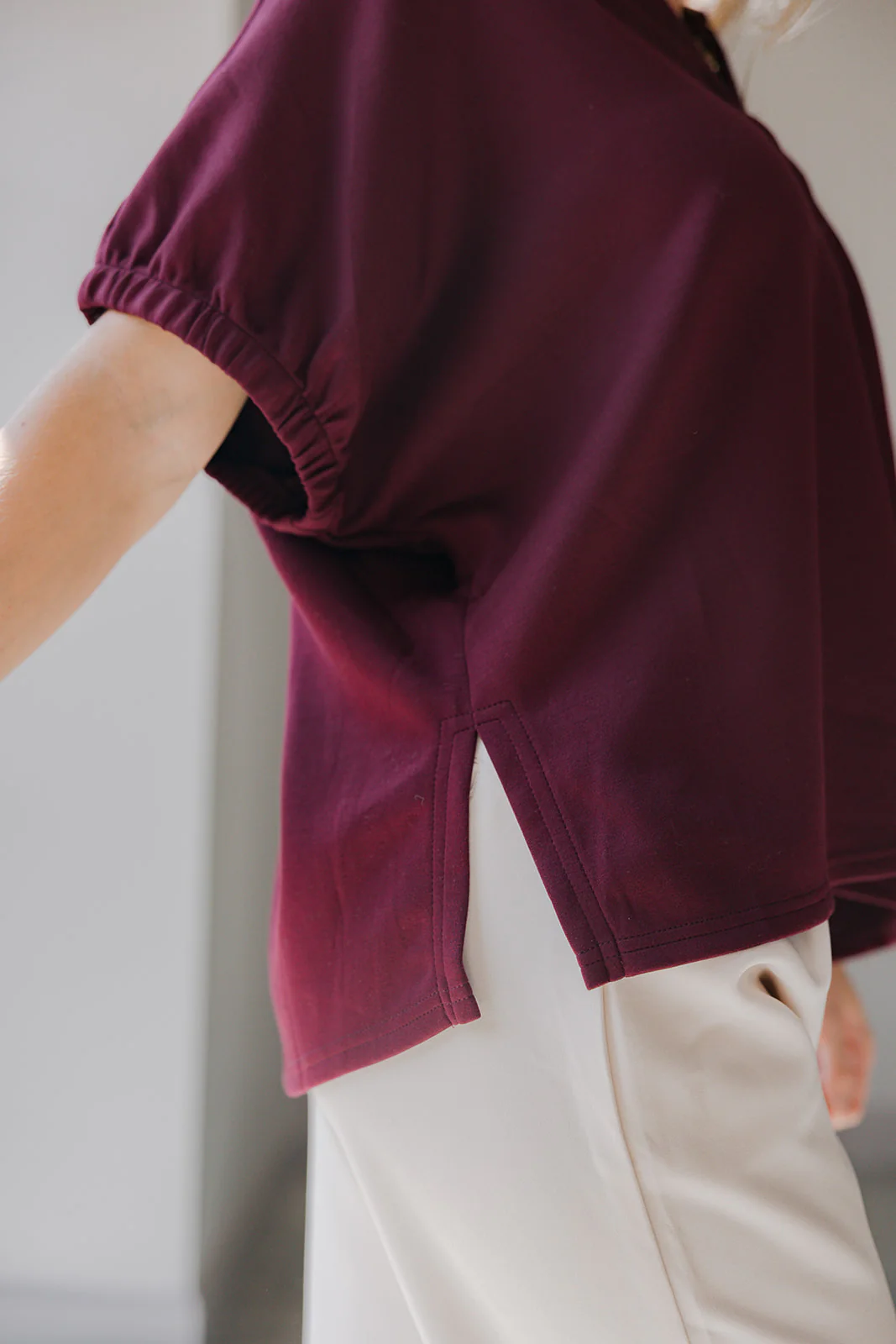 Kiara Deep Burgundy Short Sleeve Top - Image 3