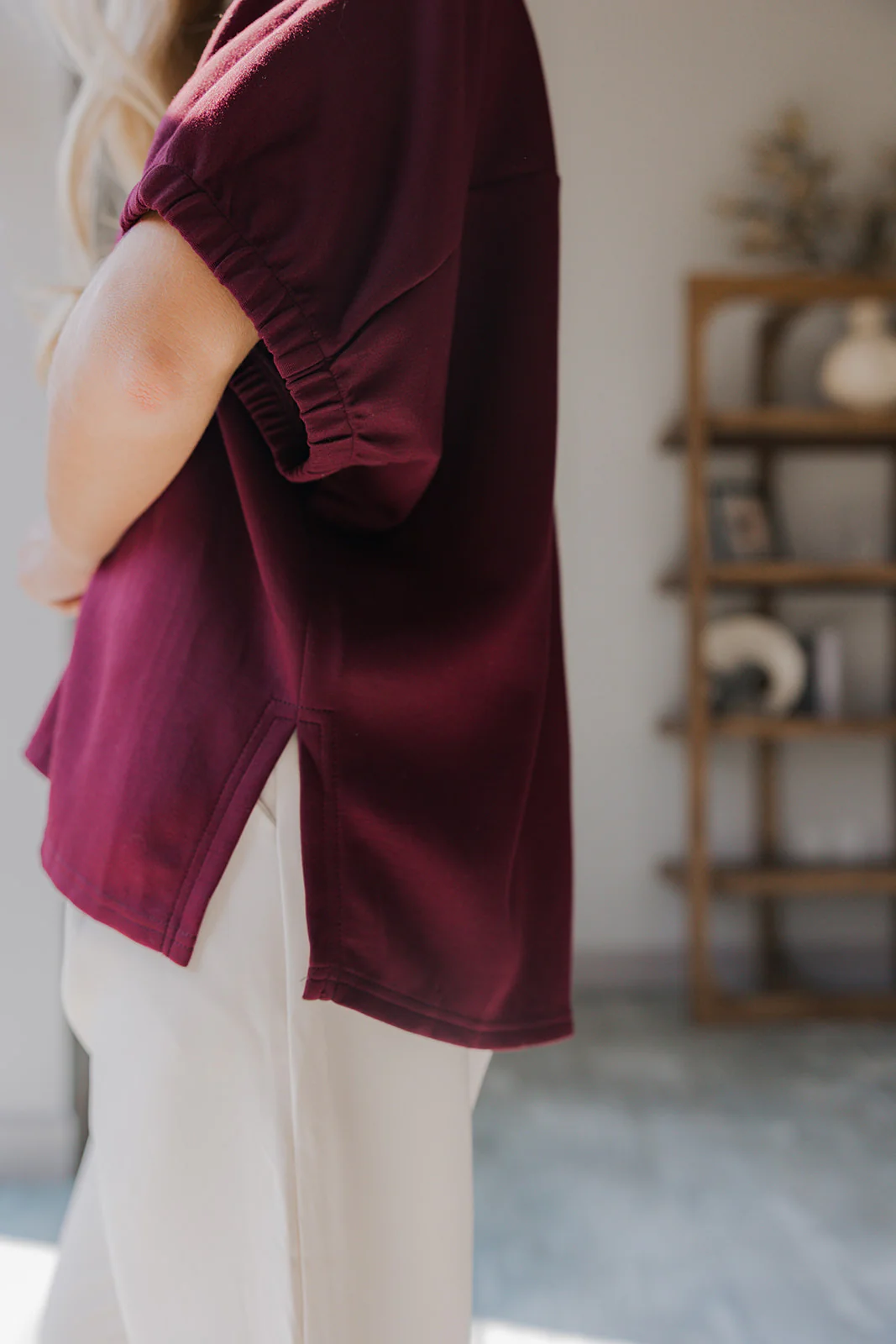 Kiara Deep Burgundy Short Sleeve Top - Image 8