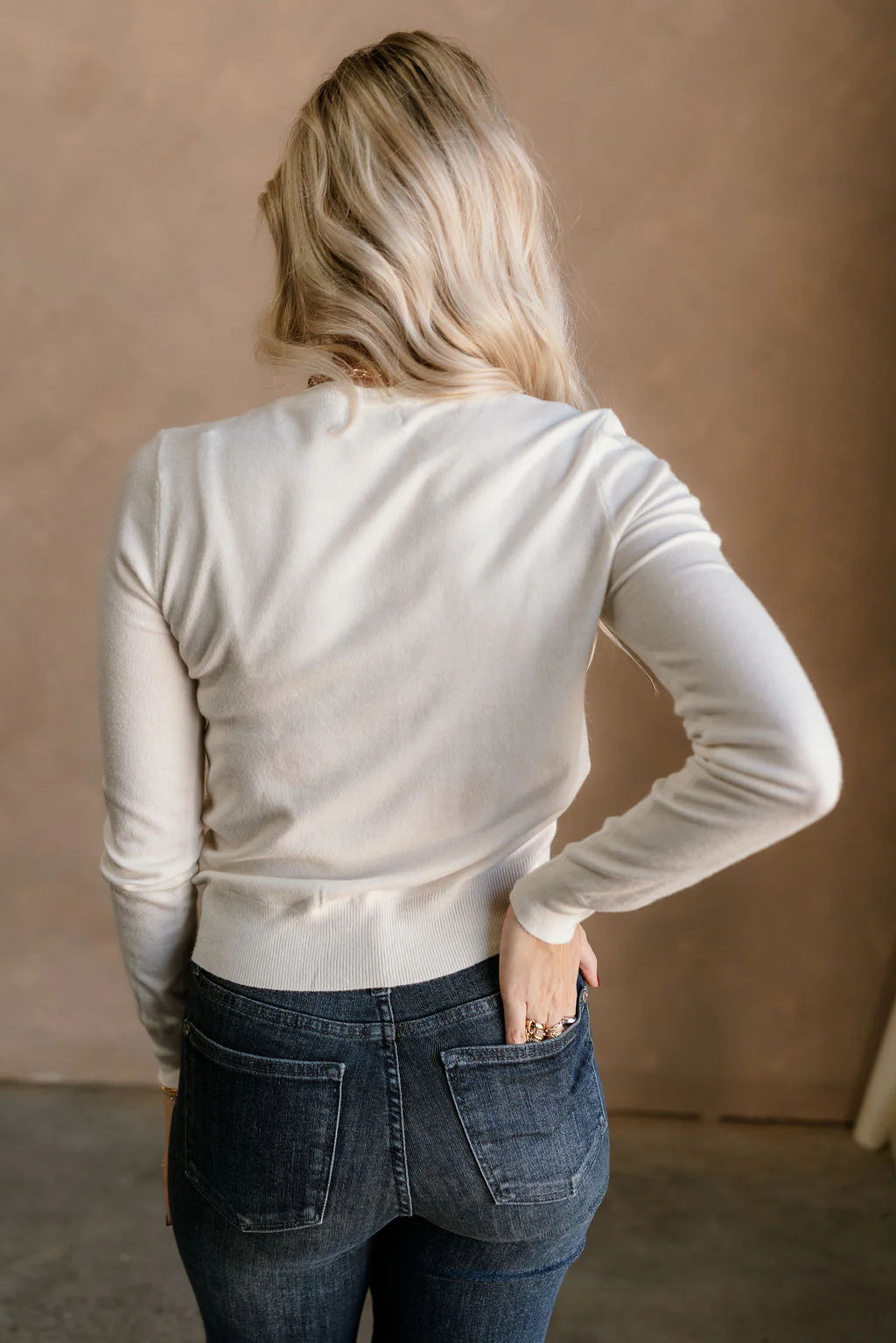 Kiara Ivory & Gold Button-Up Cardigan - Image 7