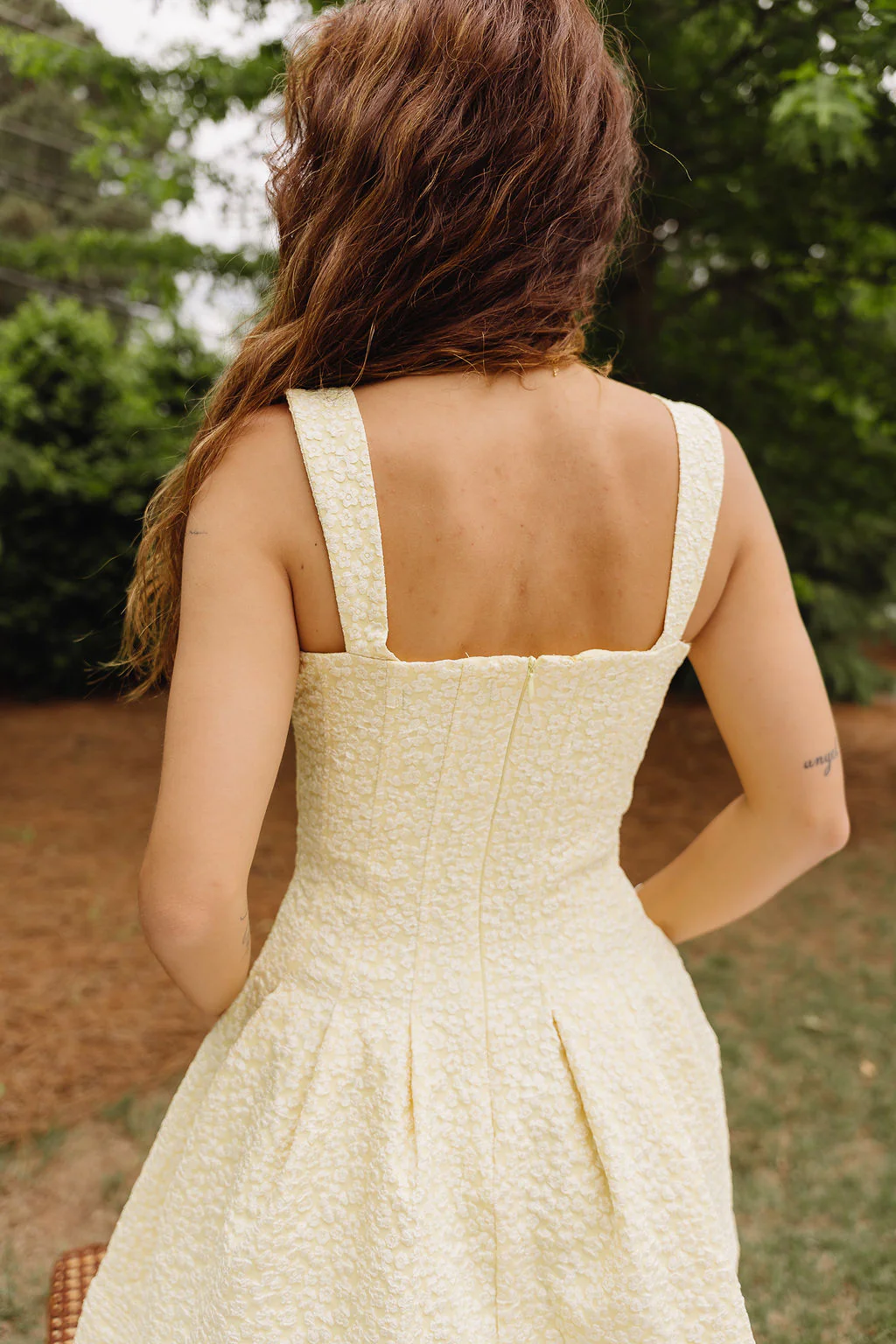 Kiarra Yellow Floral Pleated Mini Dress - Image 6