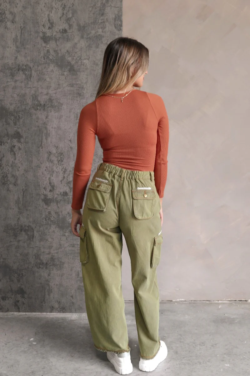 Kimberly Olive Wide Leg Cargo Pants - Image 7