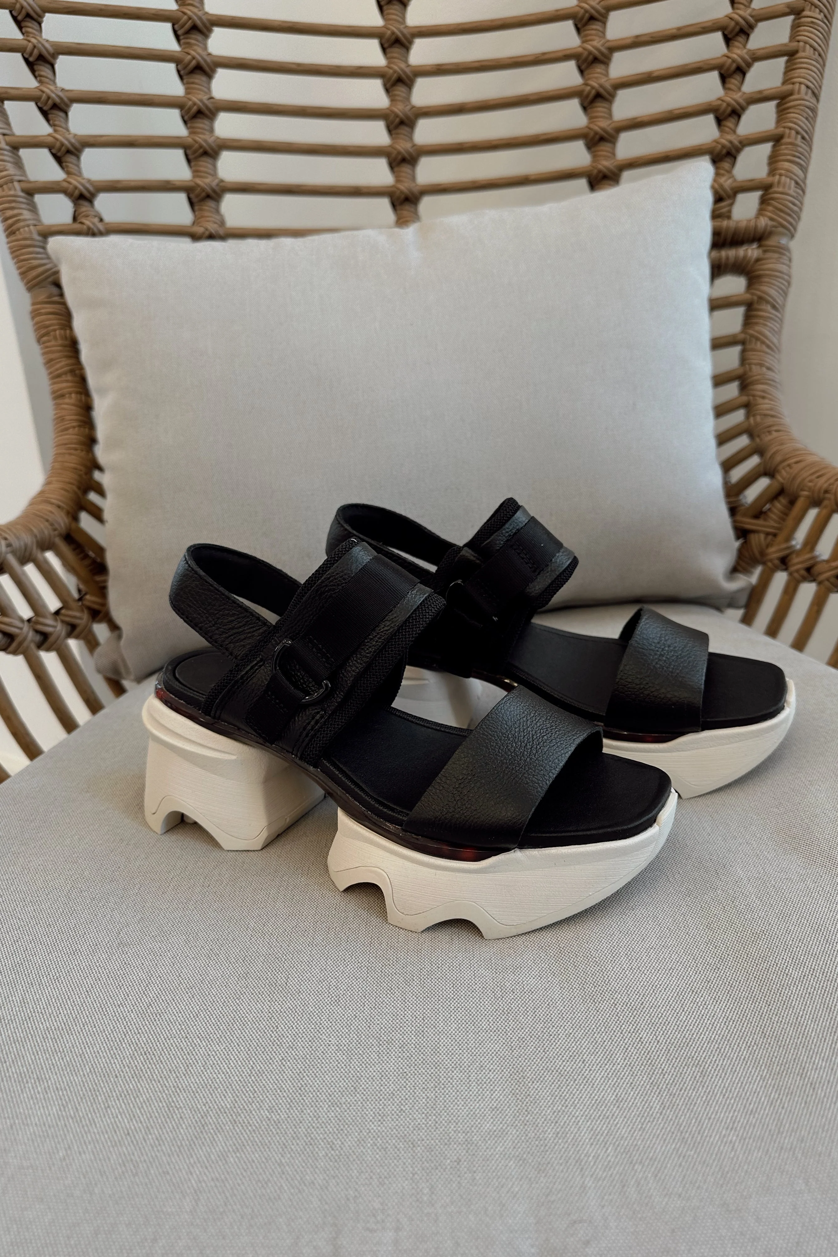 Sorel Kinetic Impact Slingback Black & Chalk Heel Sandal - Image 2