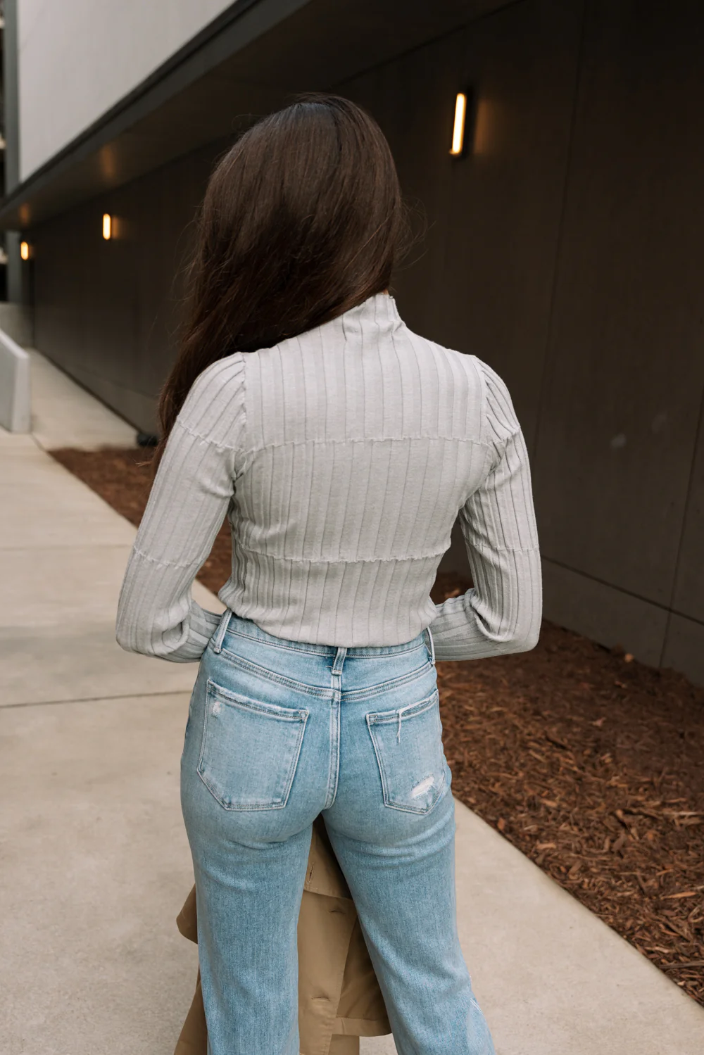 Kinley Heather Grey Ribbed Long Sleeve Top - Image 4