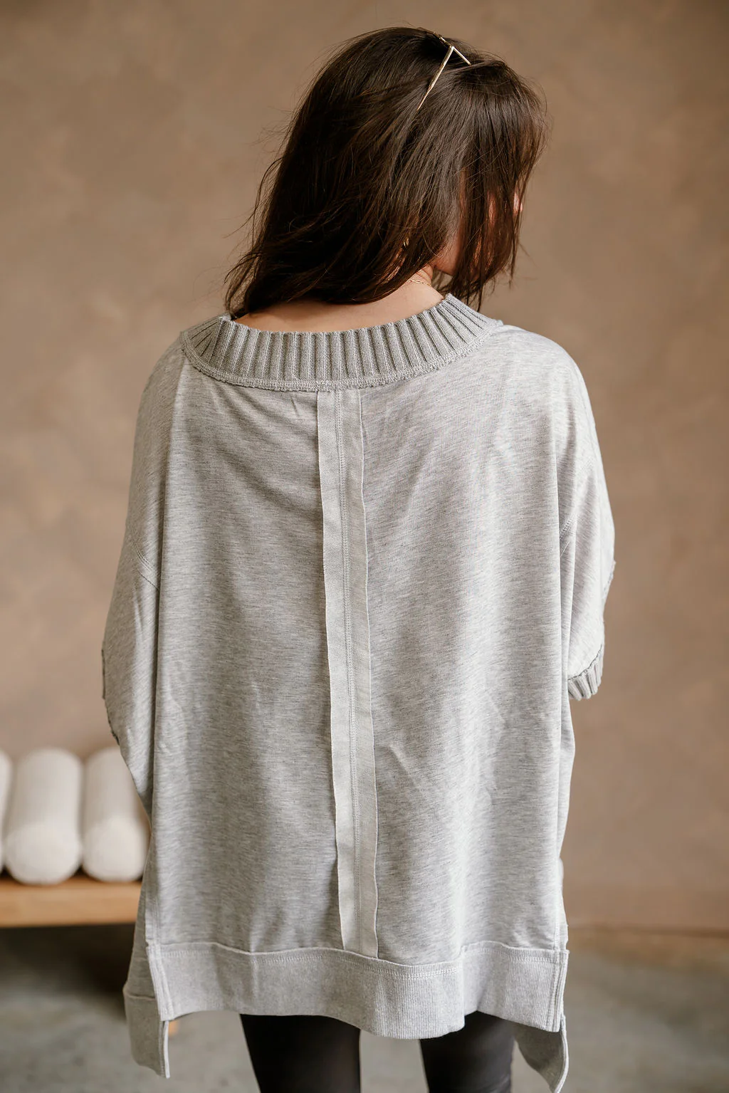 Kinsley Heather Grey Short Sleeve Top - Image 4