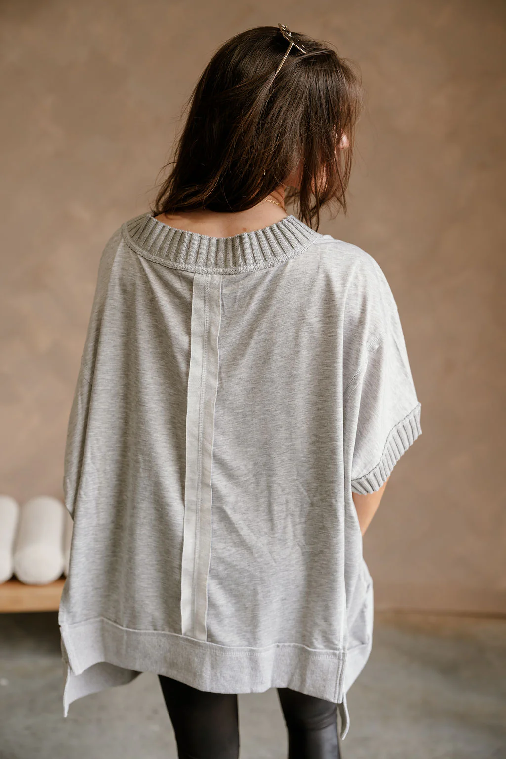 Kinsley Heather Grey Short Sleeve Top - Image 6