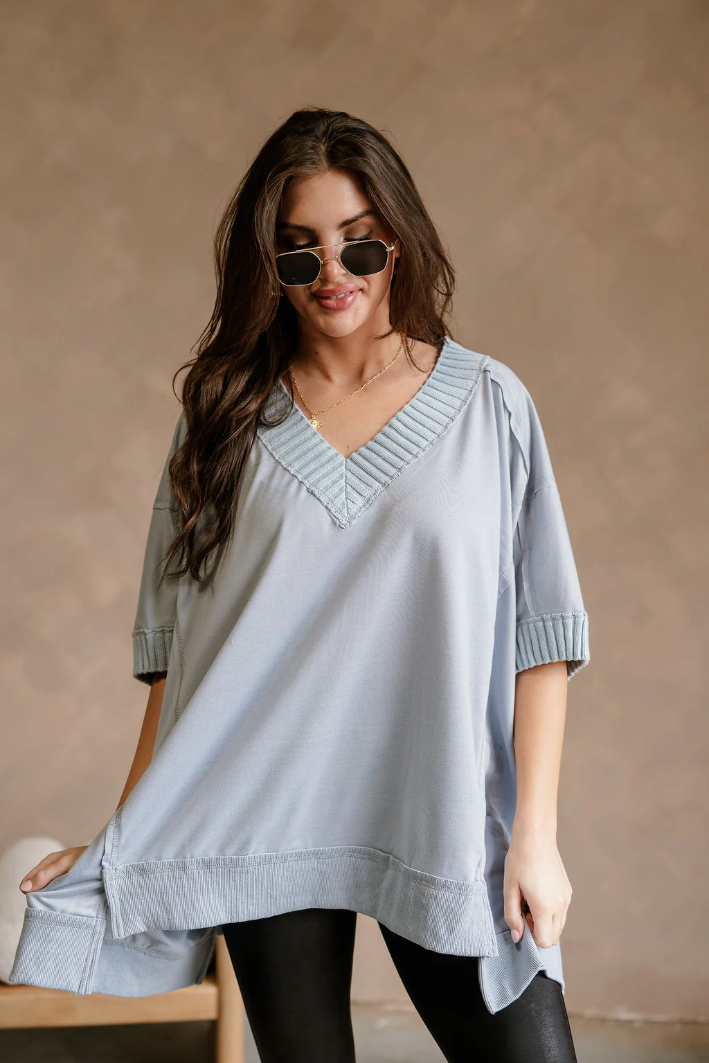 Kinsley Light Blue Short Sleeve Top - Image 2