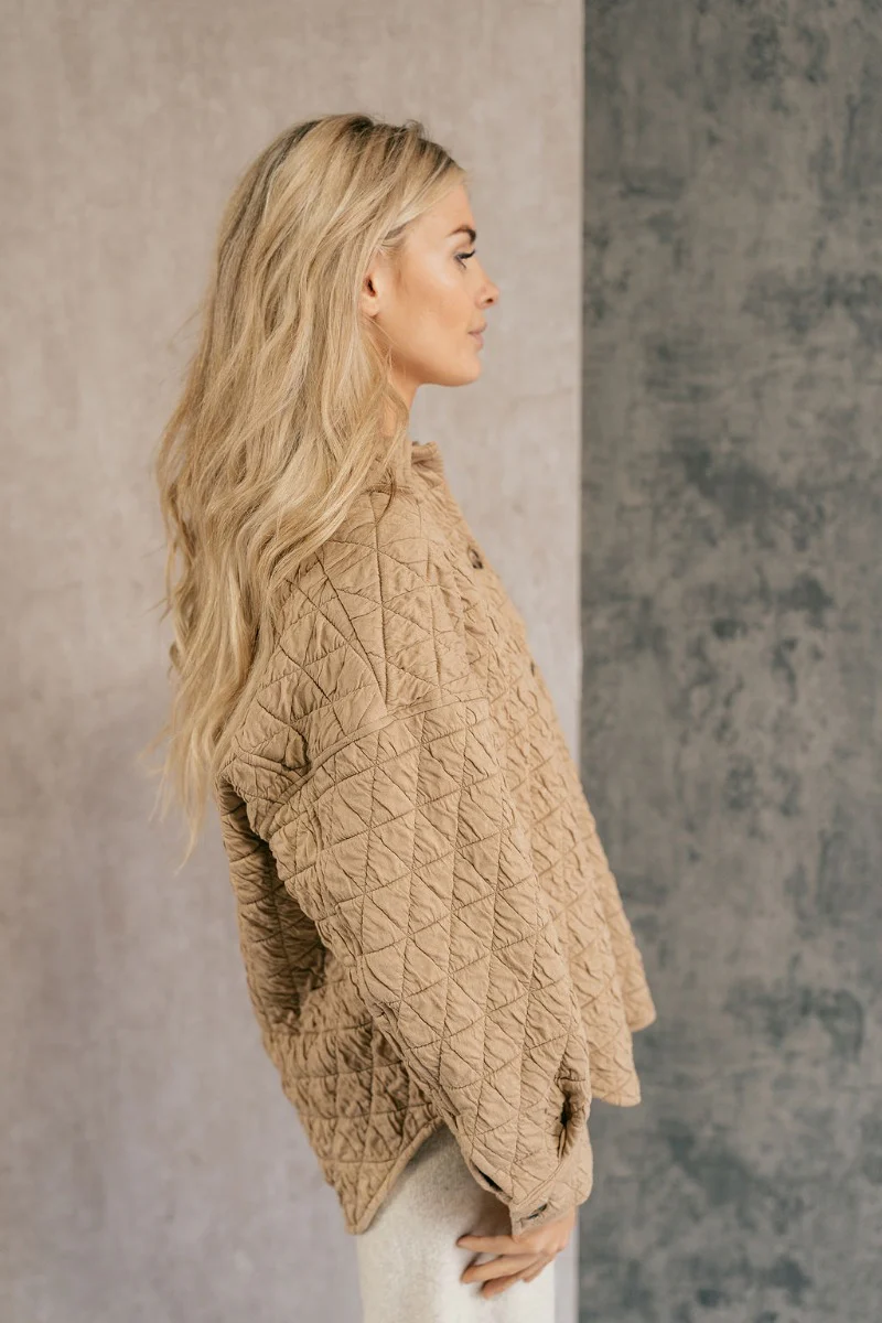 Kira Taupe Quilted Shacket - Image 4