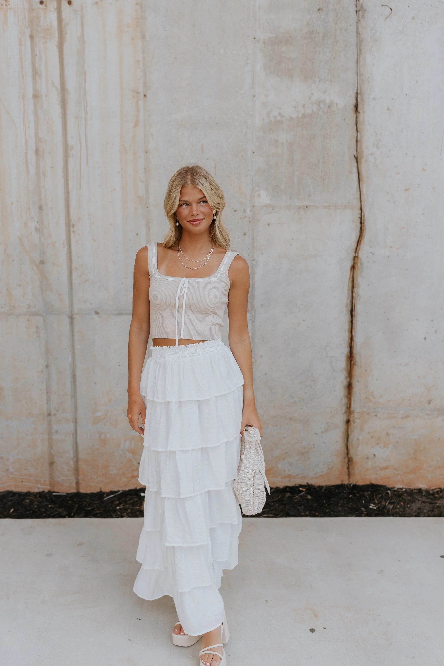 Koda Beige Cropped Tie Tank - Image 5
