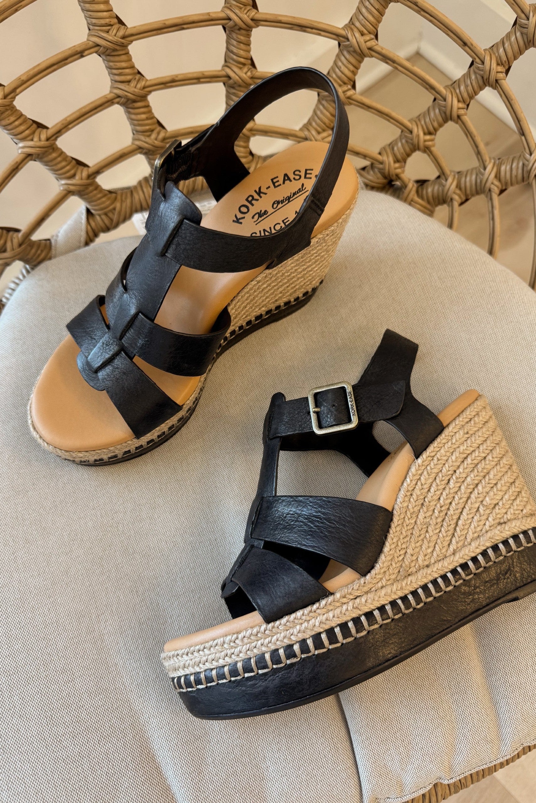 Kork Ease Rayleigh Black Wedge Sandal