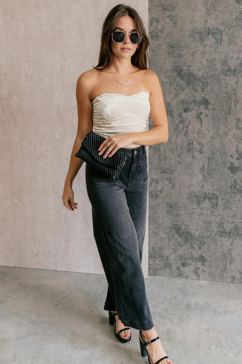 Krista Cream Velvet Strapless Tube Top - Image 2