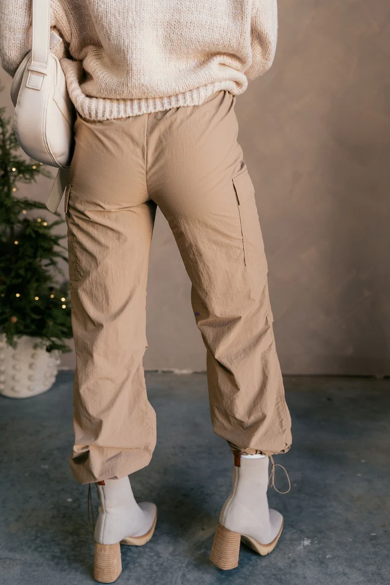 Kyla Khaki Parachute Cargo Pants - Image 4