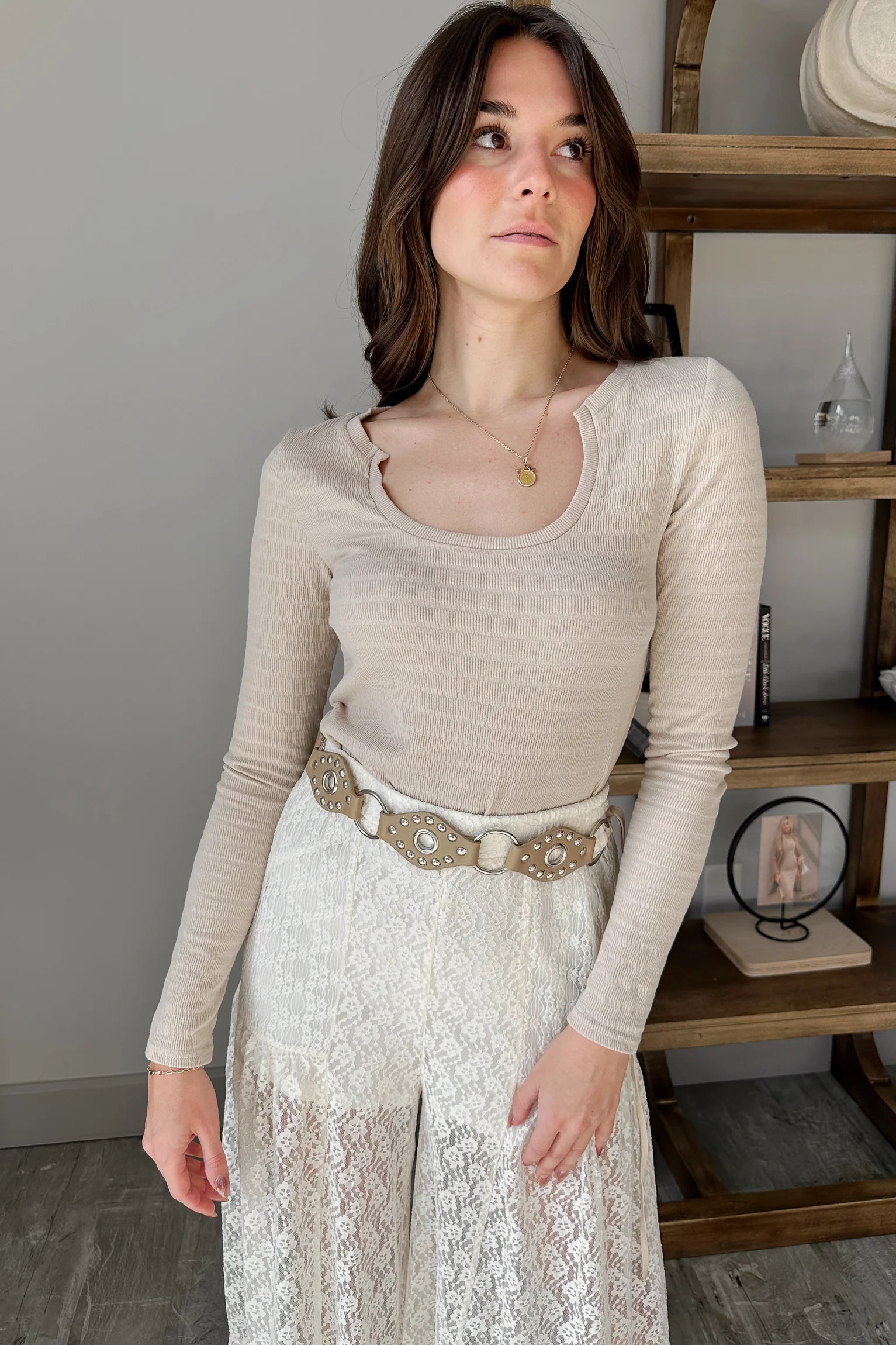 Kyla Natural Scoop Long Sleeve Top