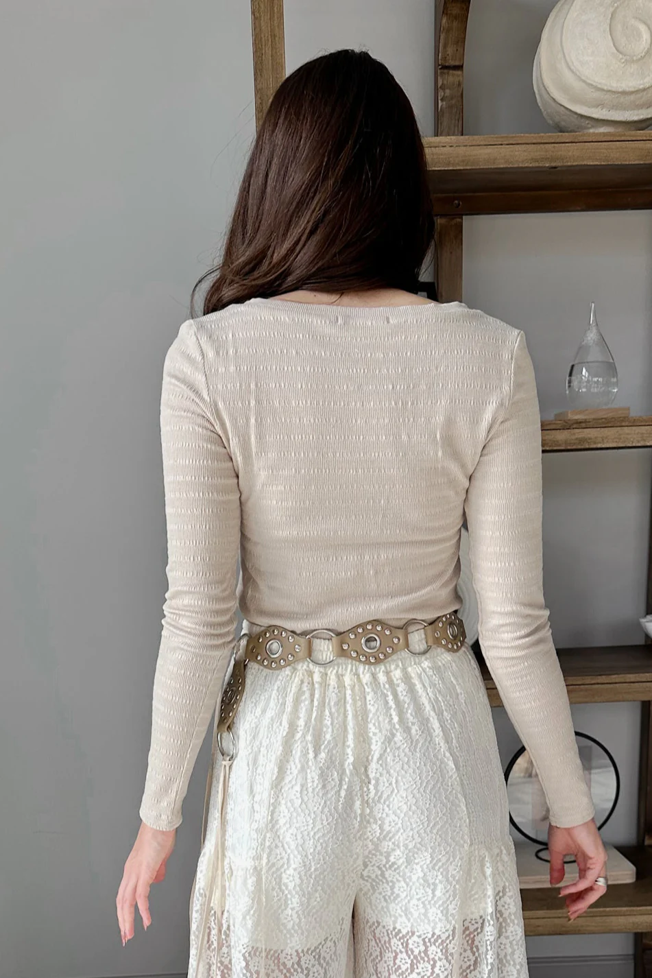 Kyla Natural Scoop Long Sleeve Top - Image 4