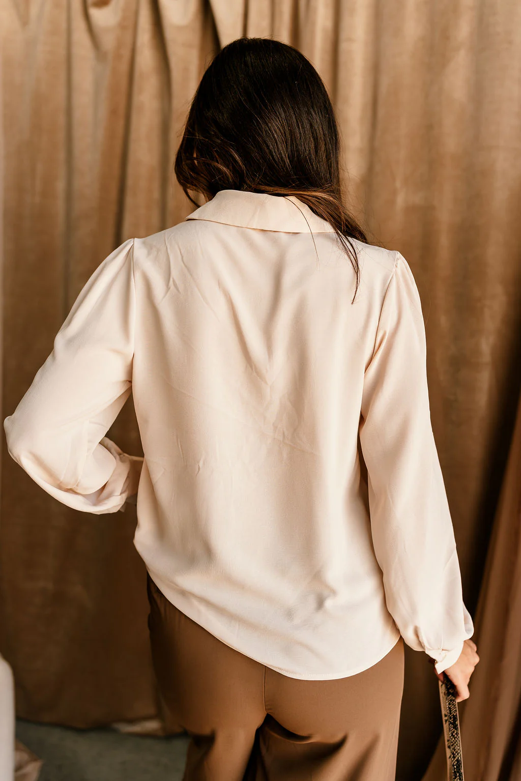 Maisie Cream Button Up Long Sleeve Top - Image 5