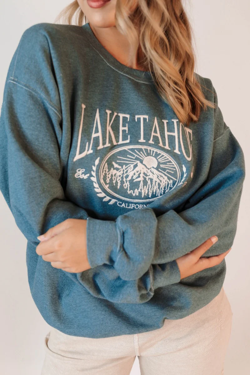 Lake Tahoe Green Embroidered Sweatshirt - Image 4