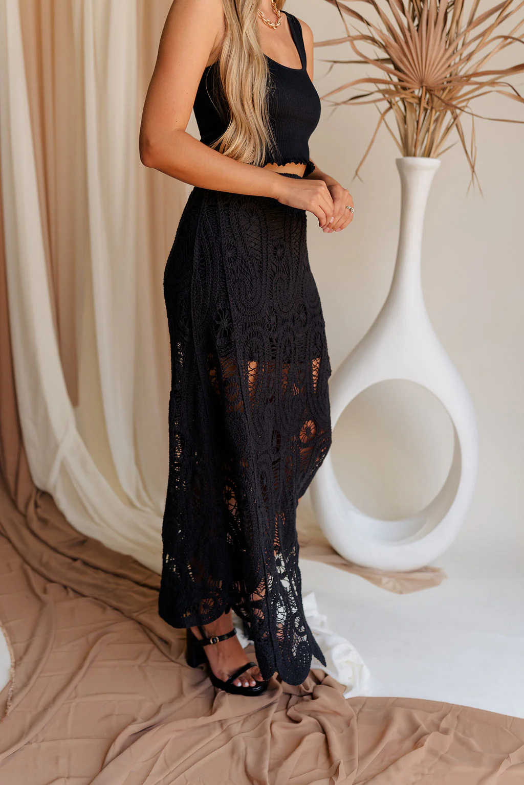 Lana Black Crochet Skirt - Image 4