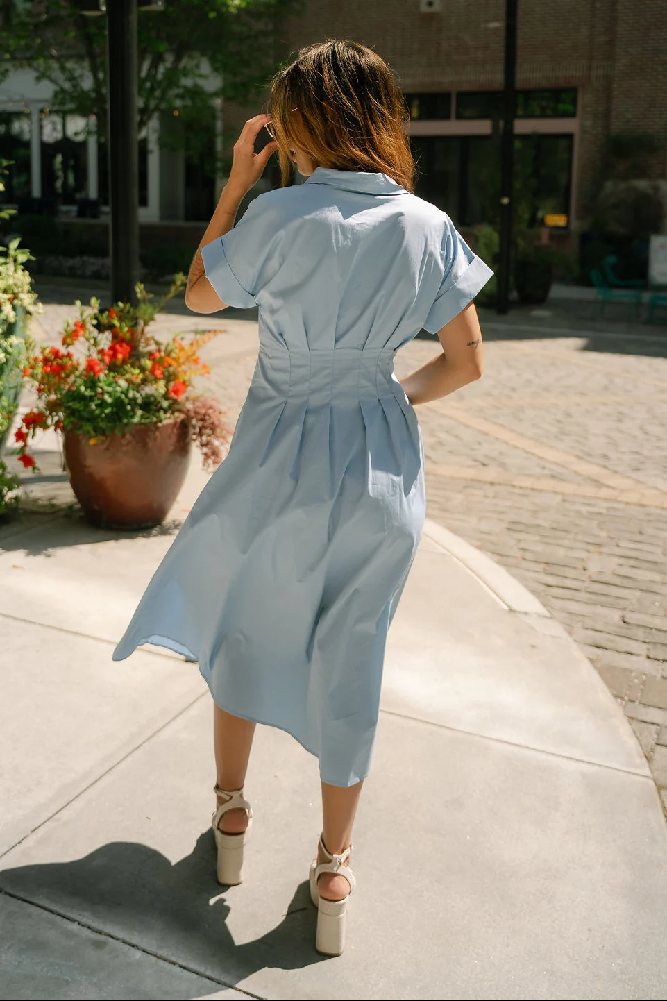 Laney Light Blue Belt Midi Dress - Image 4
