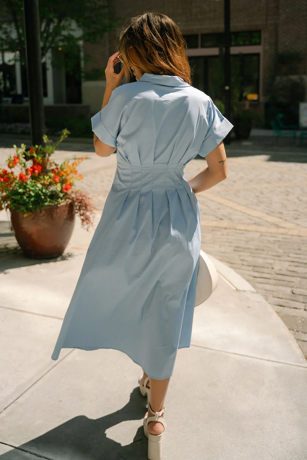 Laney Light Blue Belt Midi Dress - Image 6