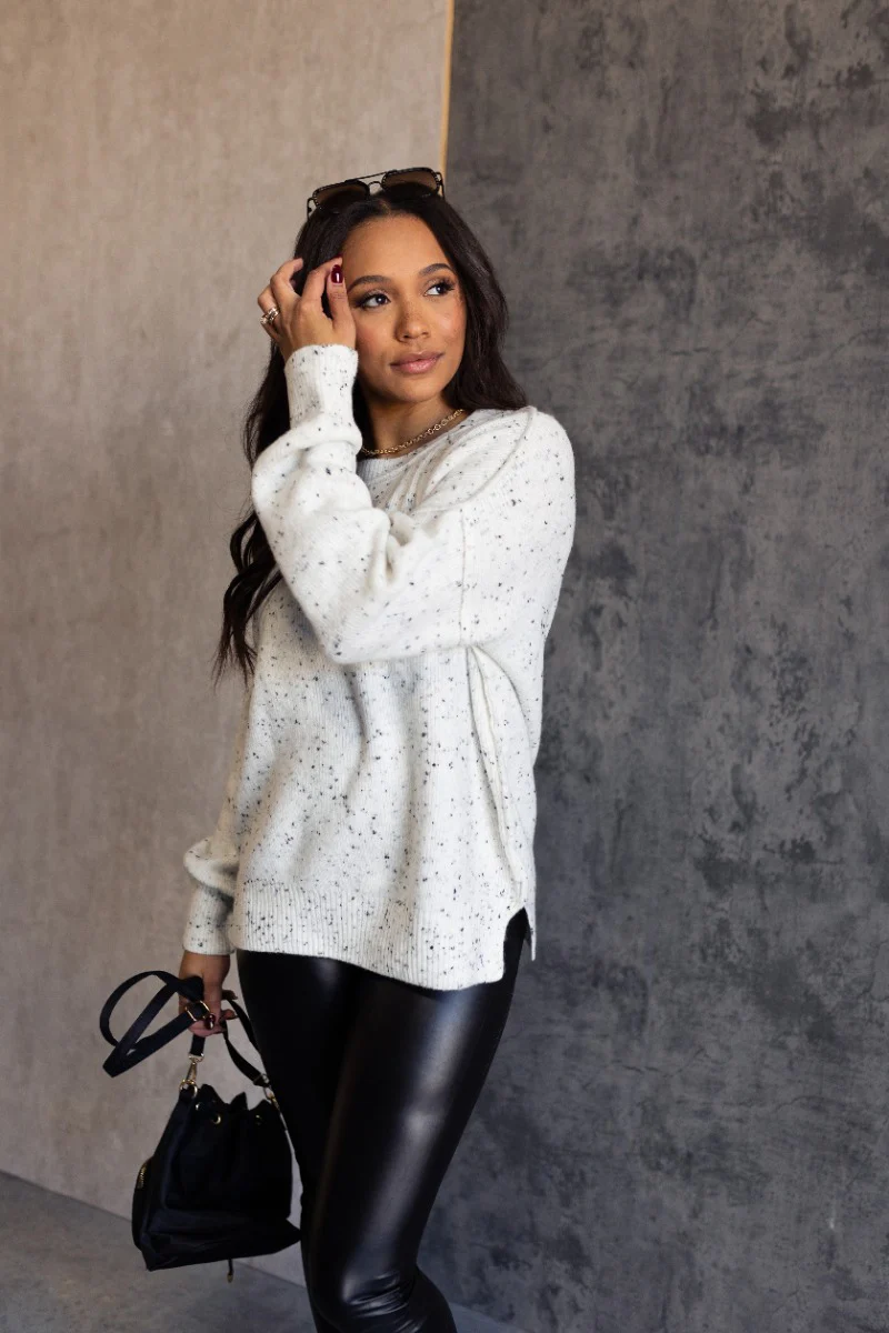 Laney White and Black Speckled Sweater - Image 6