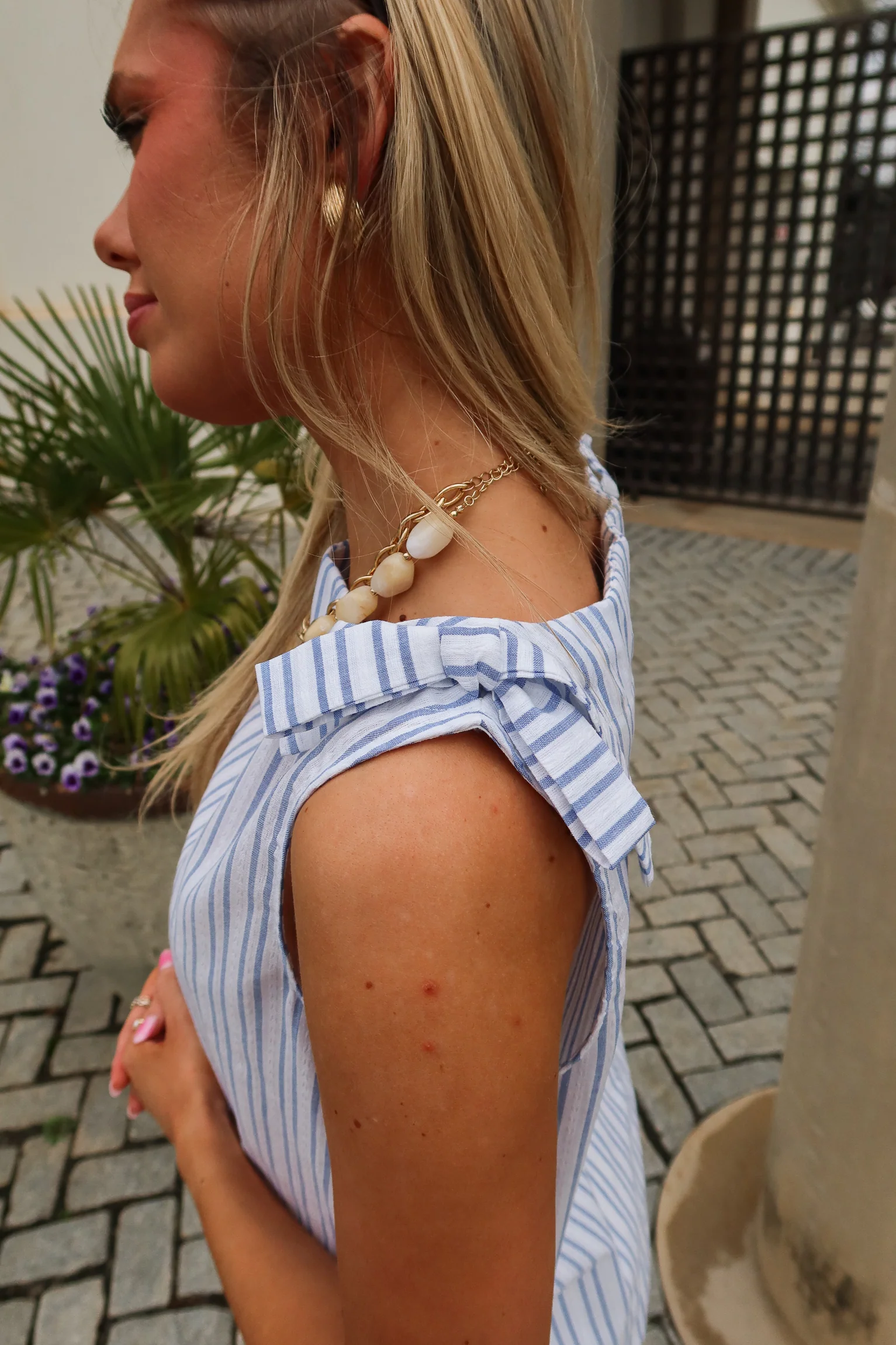 Larner White & Blue Striped Tie Tank - Image 3