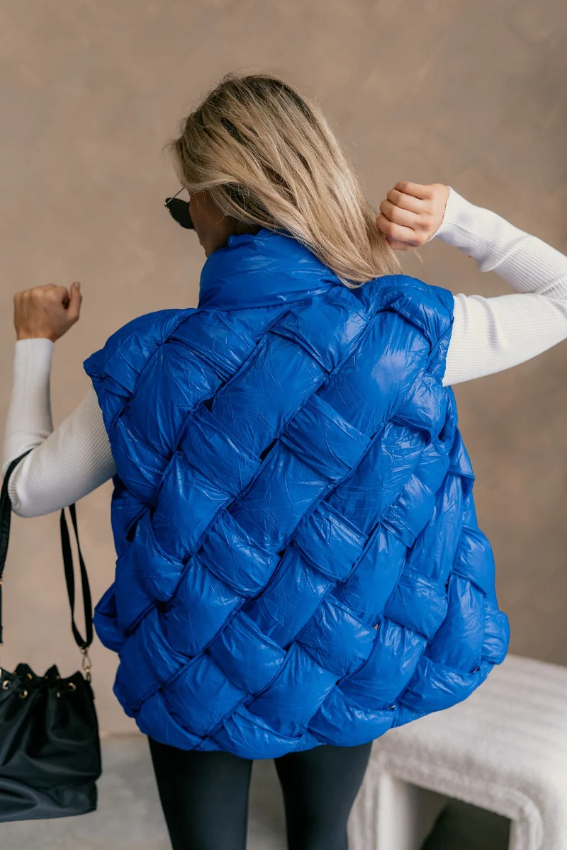 Laurel Royal Blue Button-Up Puffer Vest - Image 6
