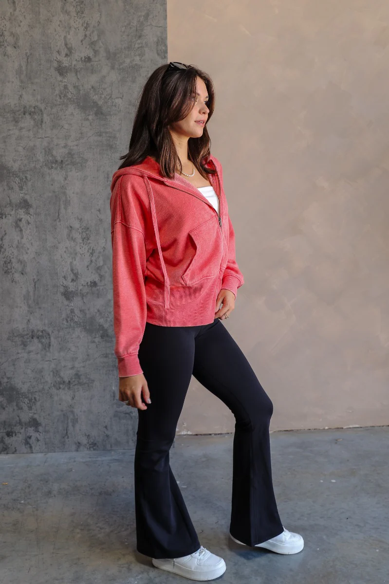 Lauren Coral Zip-Up Hoodie Sweatshirt - Image 6