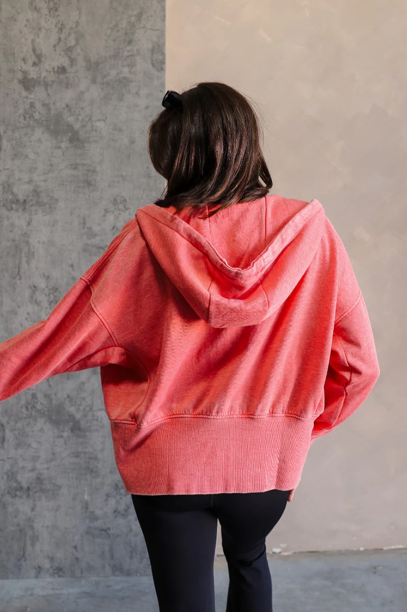 Lauren Coral Zip-Up Hoodie Sweatshirt - Image 7