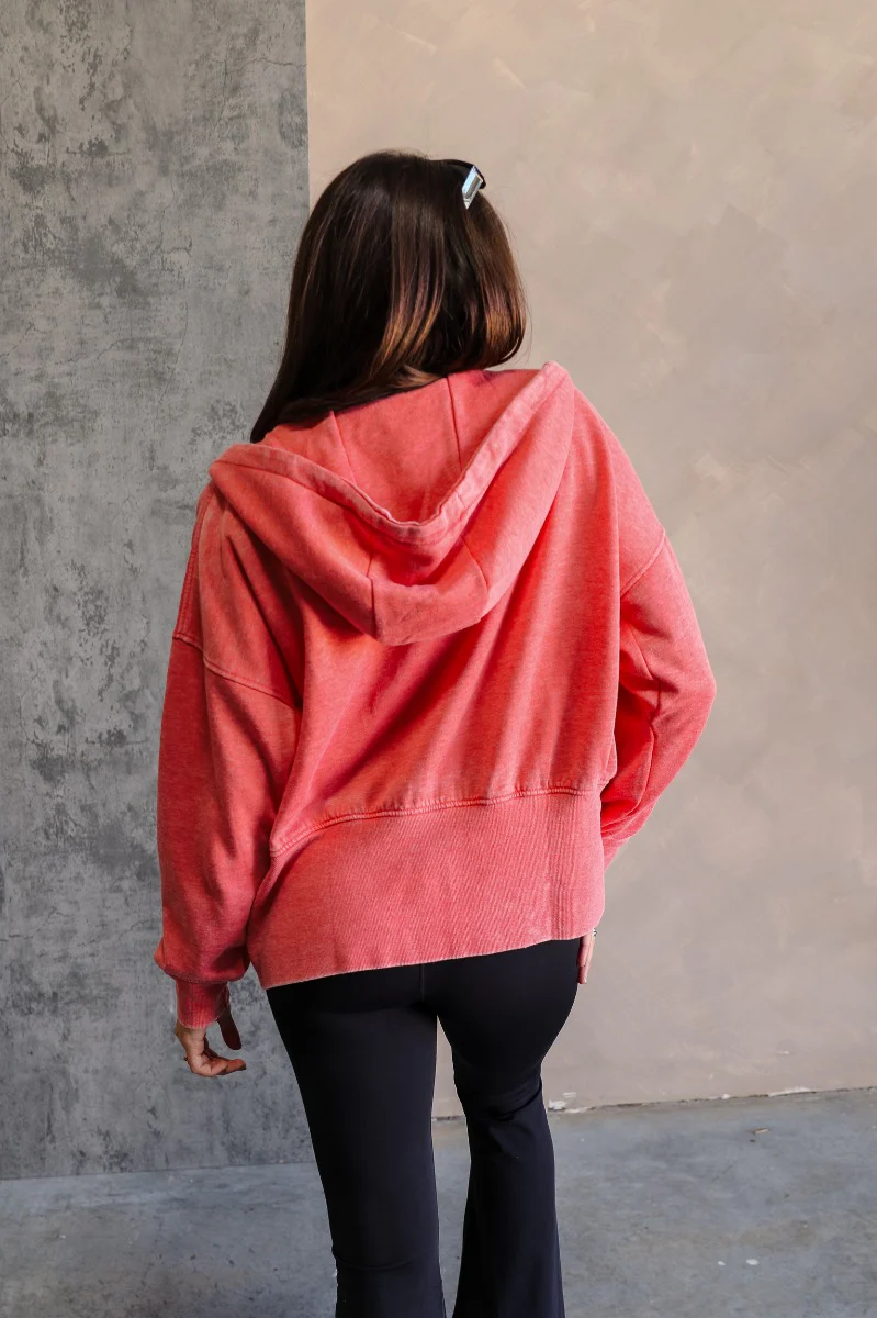 Lauren Coral Zip-Up Hoodie Sweatshirt - Image 8
