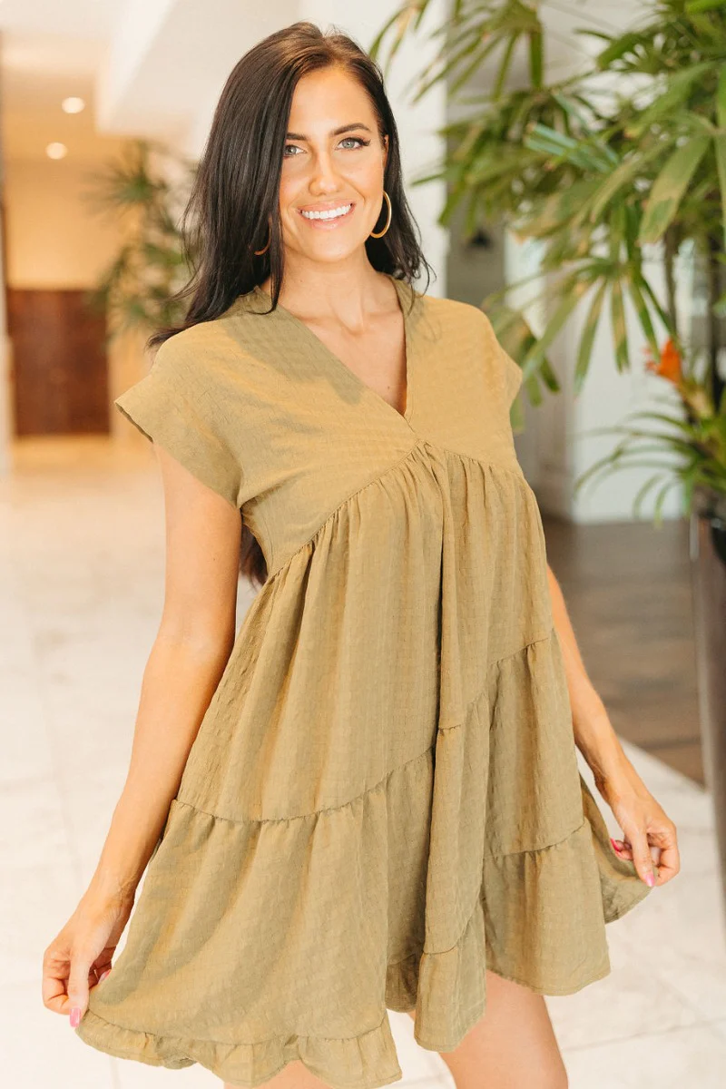 Layla Babydoll Dress in Olive