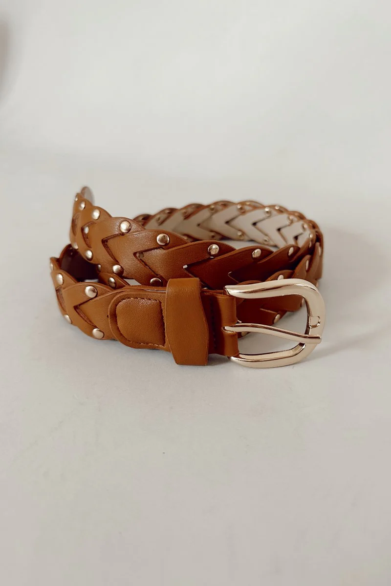 Layla Braided Brown and Gold Belt