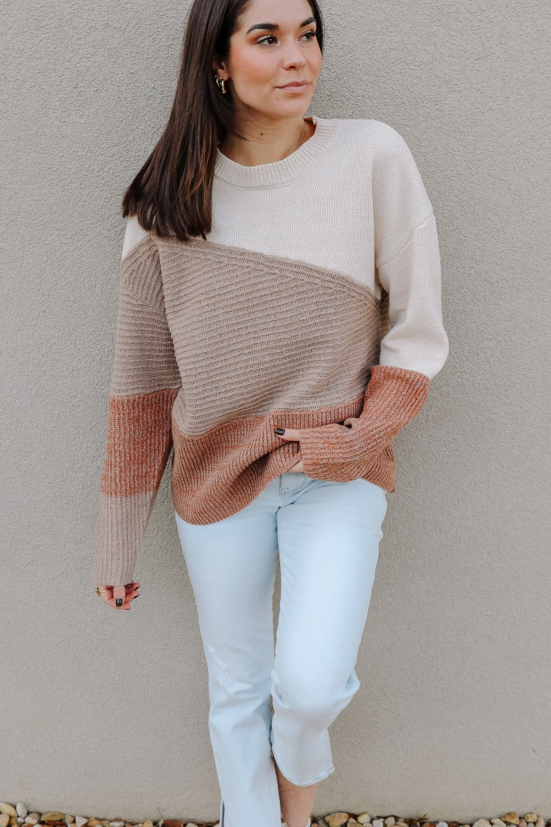 Layla Taupe Multi Long Sleeve Sweater - Image 5