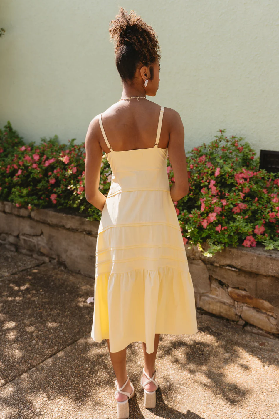 Layla Yellow Flare Midi Sleeveless Dress - Image 8