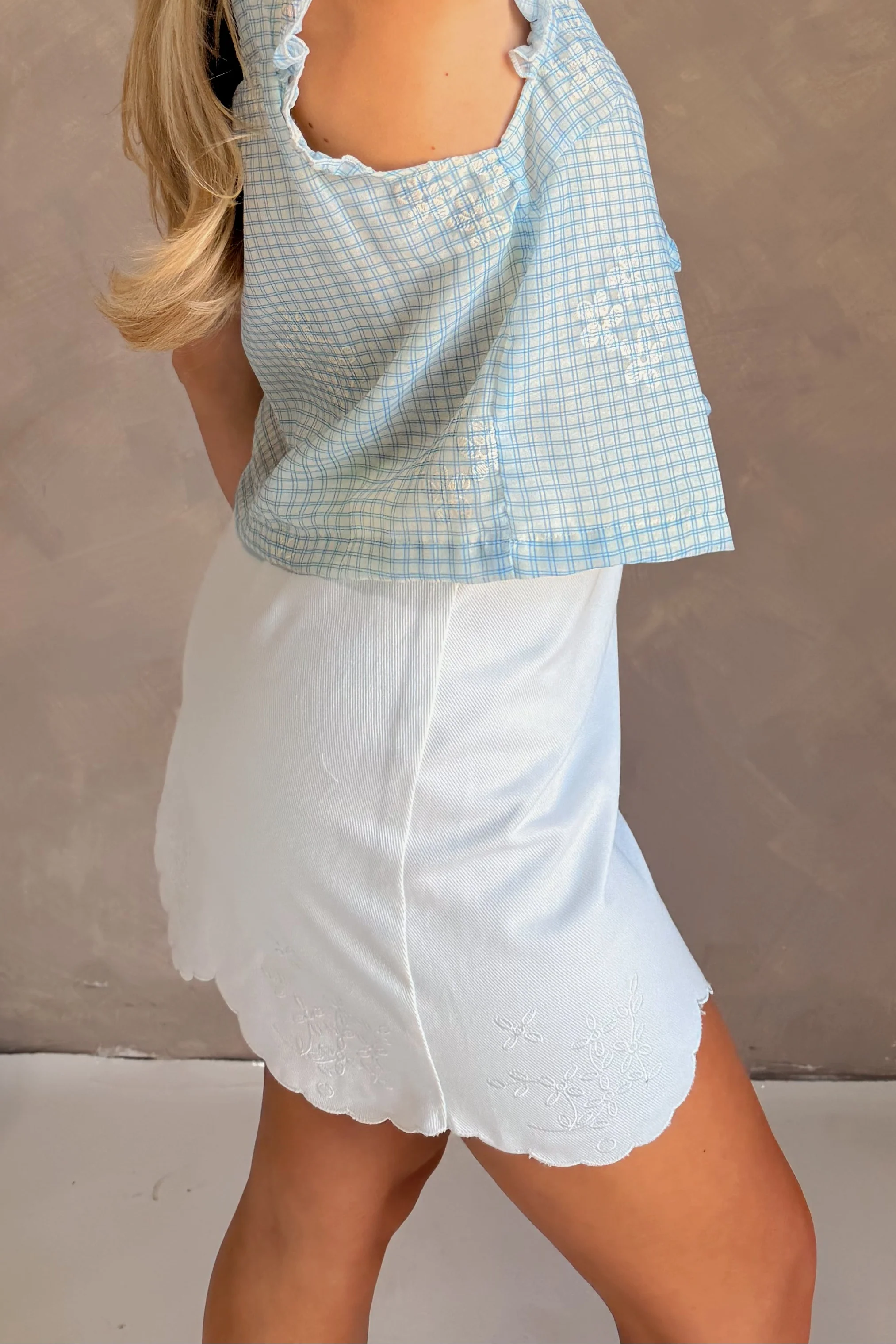 Layne White Eyelet Scalloped Mini Skirt - Image 6