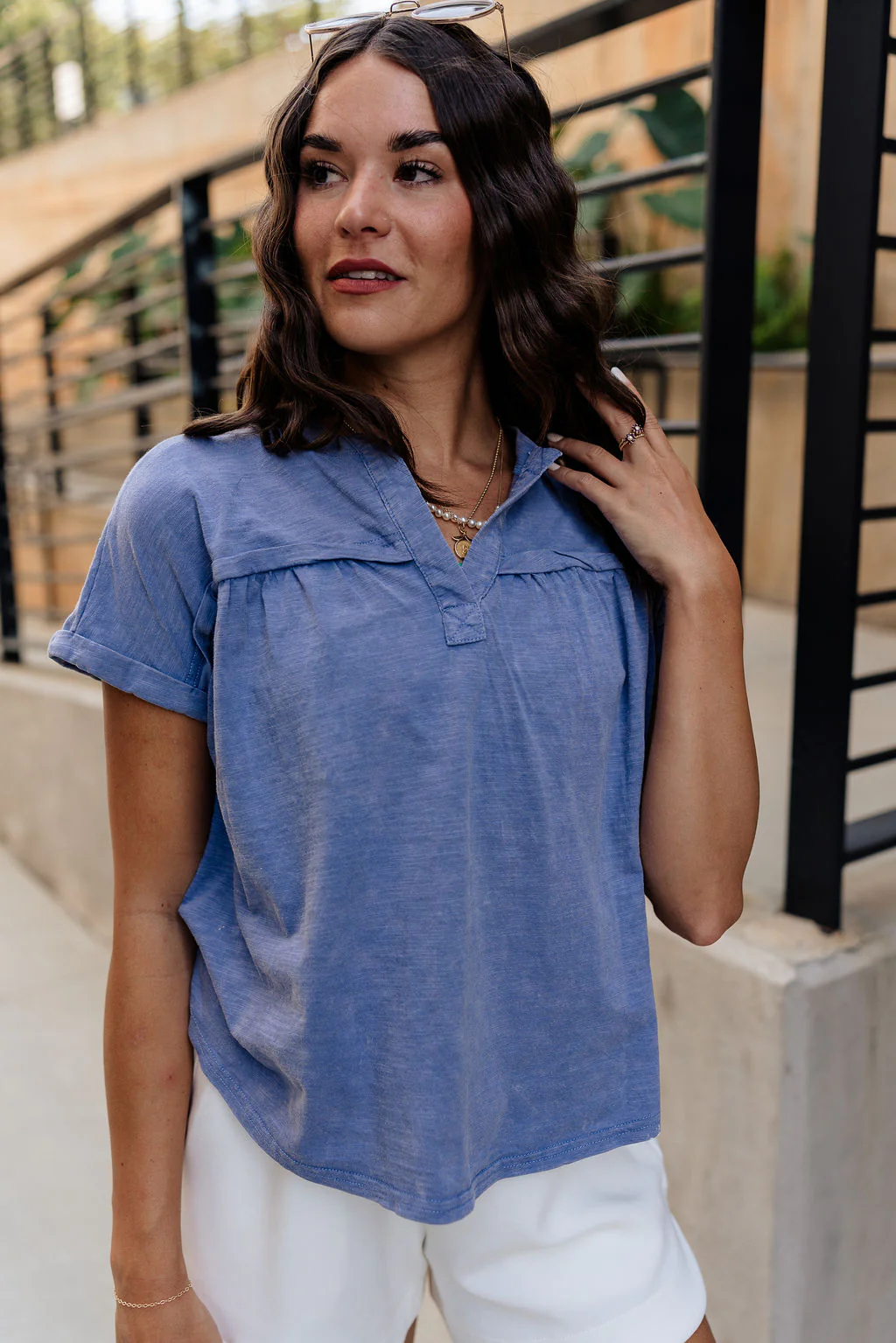 Leah Blue Short Sleeve T-Shirt - Image 2