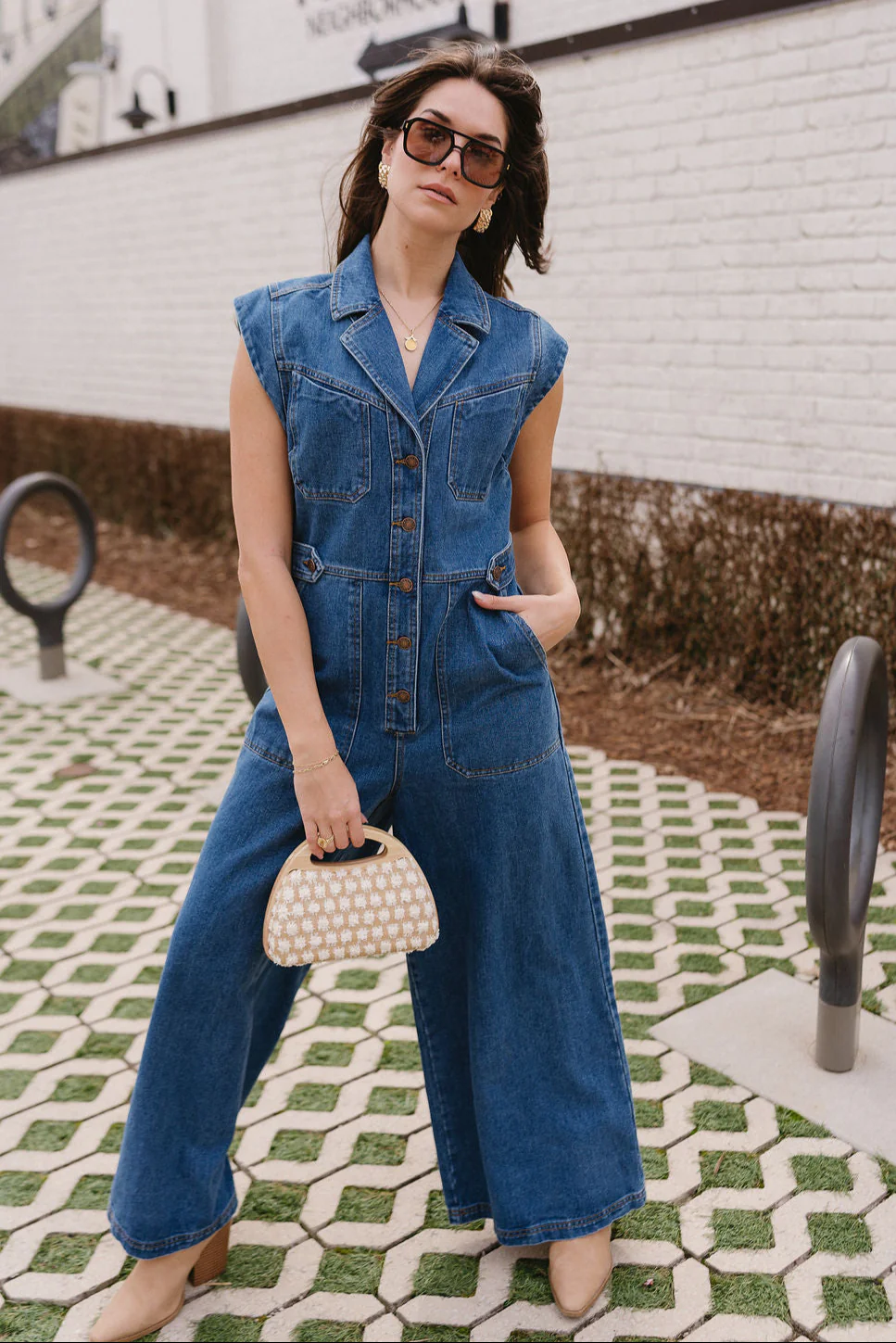 Leah Indigo Denim Wide Leg Jumpsuit