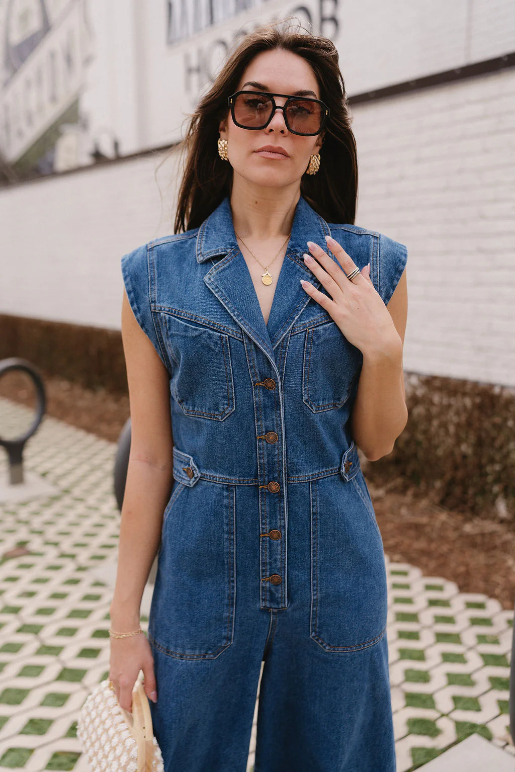 Leah Indigo Denim Wide Leg Jumpsuit - Image 3