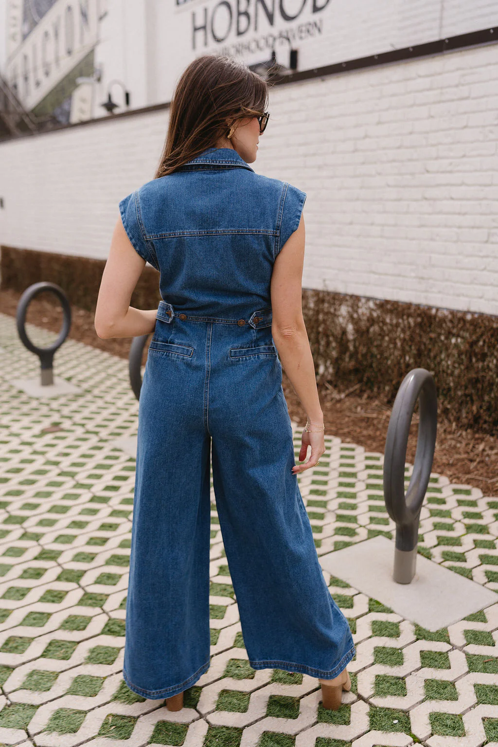 Leah Indigo Denim Wide Leg Jumpsuit - Image 4