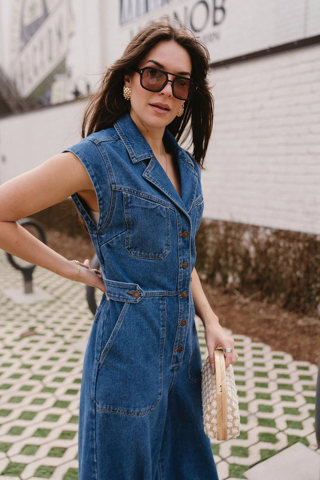 Leah Indigo Denim Wide Leg Jumpsuit - Image 6