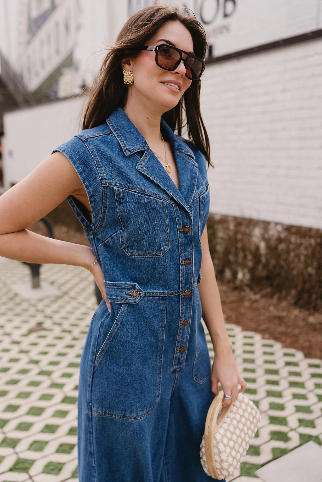 Leah Indigo Denim Wide Leg Jumpsuit - Image 7