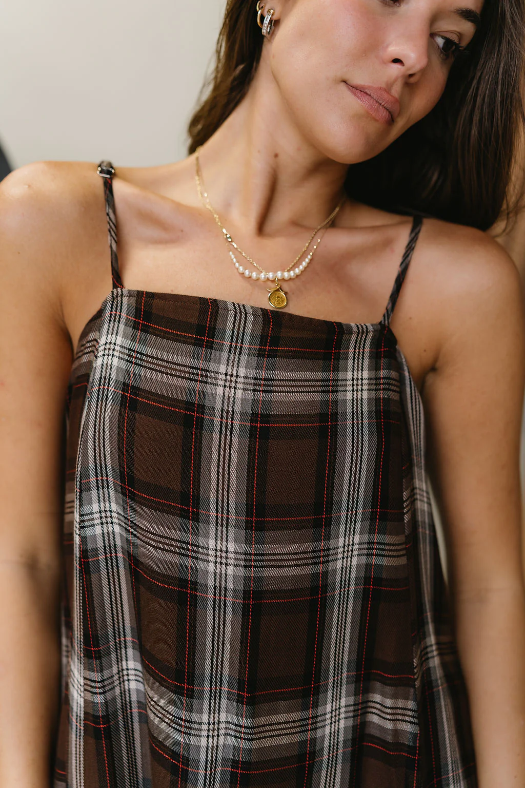 Leighton Brown Plaid Midi Dress - Image 4