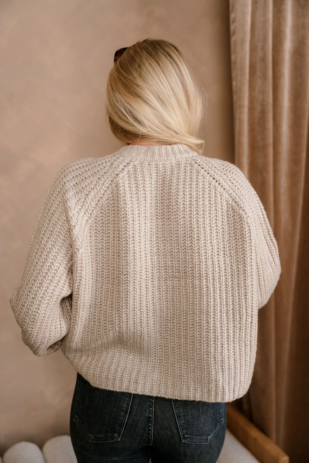 Leighton Light Mocha Cable Knit Cardigan - Image 4
